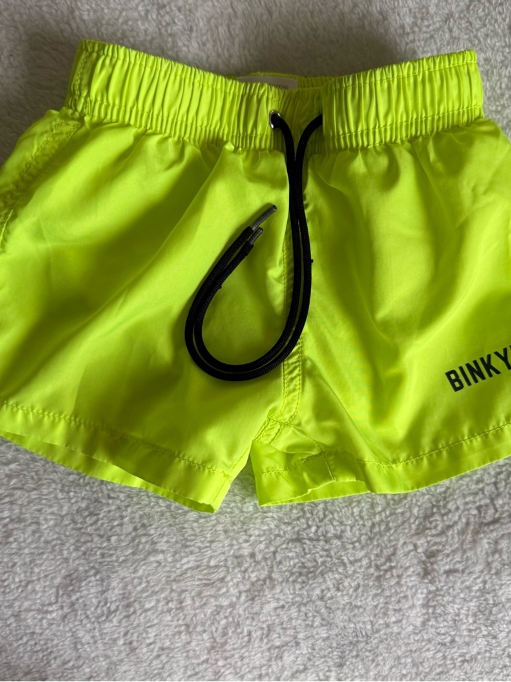 Binky Bro Neon Yellow Swim Shorts with Black Drawstring